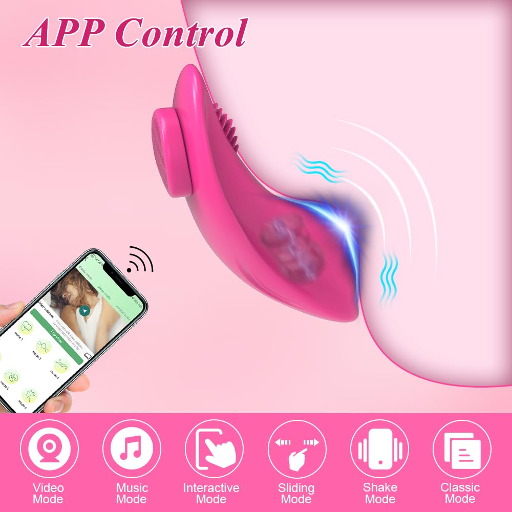 Vibratore Indossabile con App, Vibratore Telecomandato Tramite Bluetooth, Vibratore con 9 Modalità, Stimolatore Clitorideo con Vibratore Punto G, Giocattoli Sessuali Per Adulti Coppie