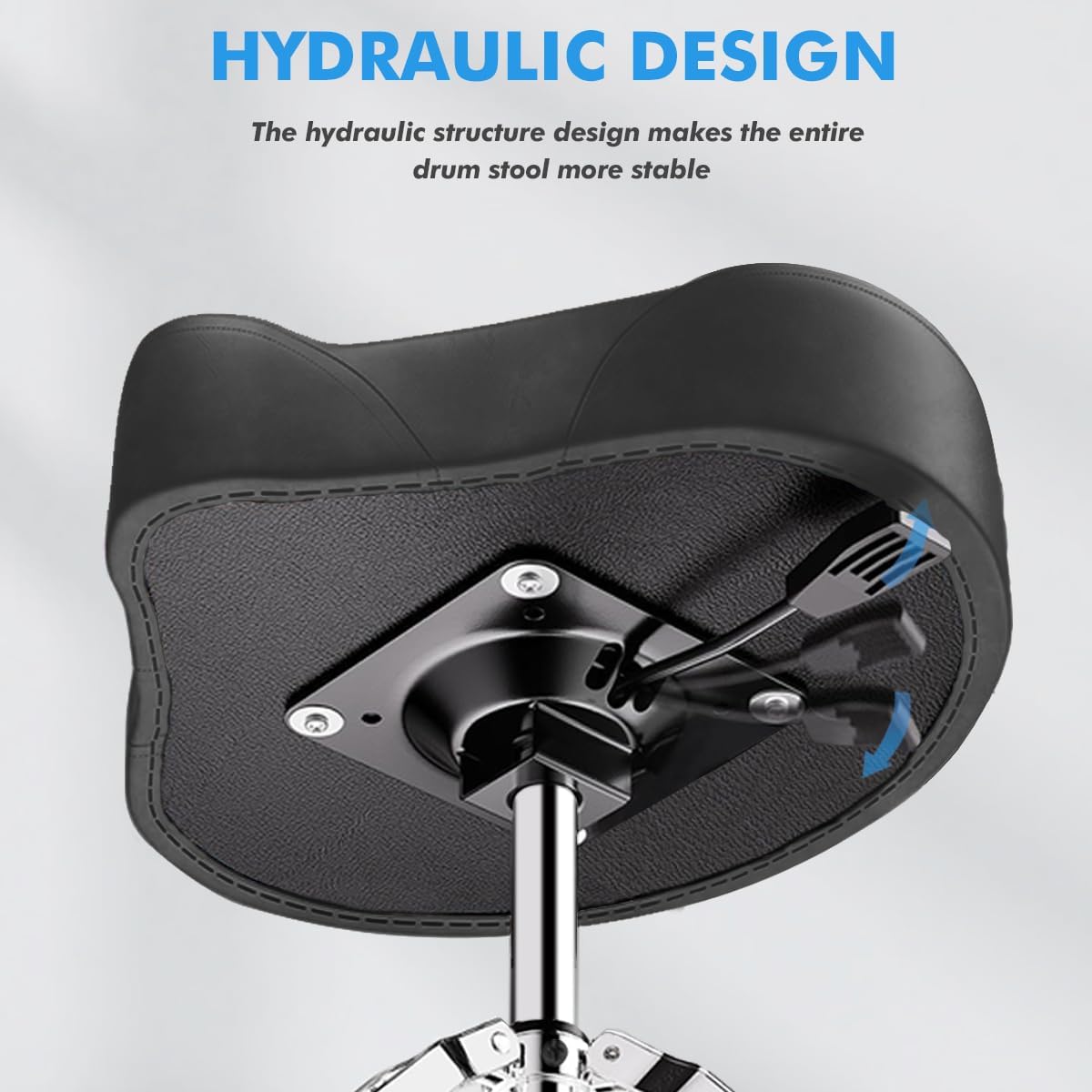Heavy Duty Drum Stool, Hydraulic Drum Throne, Ergonomic Memory Foam Drum Seat, Adjustable Drum Chair Anti-Slip Base, Drum Saddle Bench for Drummers Musicians(Black)