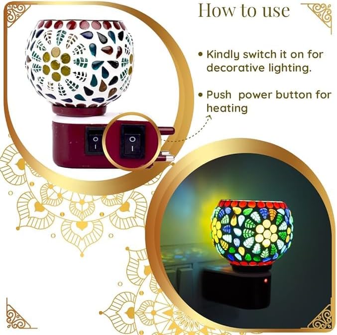 Miniatura 5 de Antique Collection - Lámpara de noche de cerámica Kapoor Dani Cum, aceite esencial multifuncional, quemador de alcanfor para fragancia con botón de