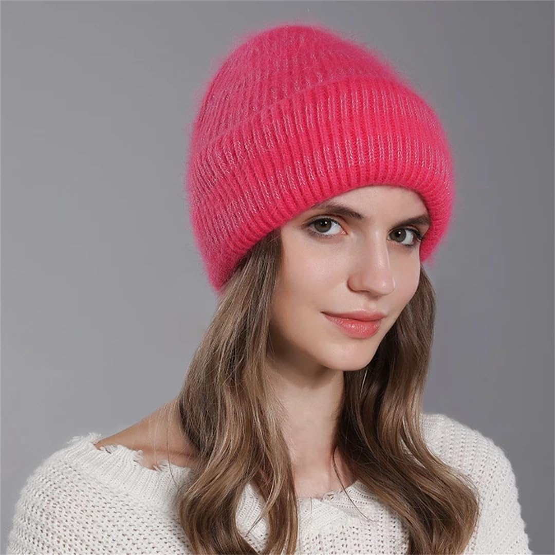Gorro De Lana Para Mujer, Gorro Cálido Tejido De Piel De Invierno
