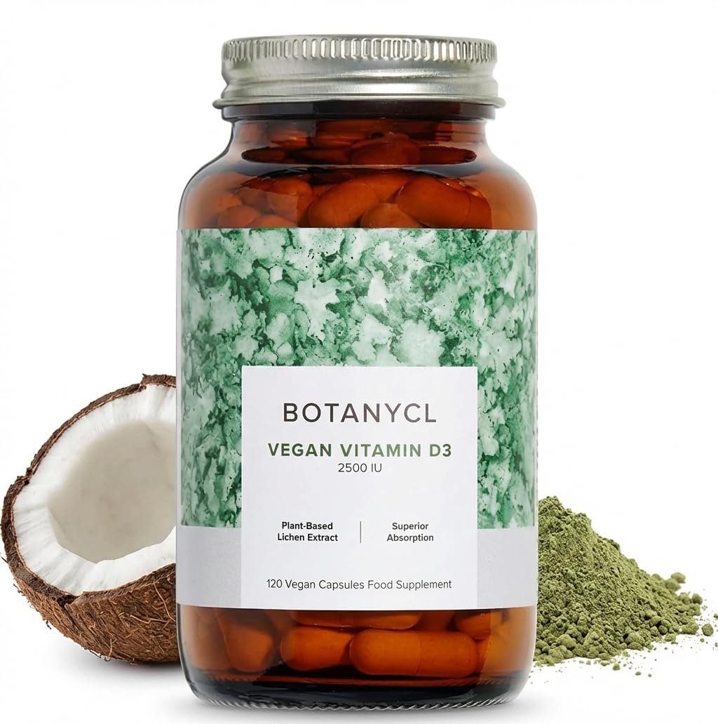 Botanycl Vegan Vitamin D3 - As Seen on Dragons’ Den - 2500 IU - 120 Capsules - 4 Month Supply - 100% Plant-Based from Lichen - Supports Hair, Mood, Immune Health & Bone Strength