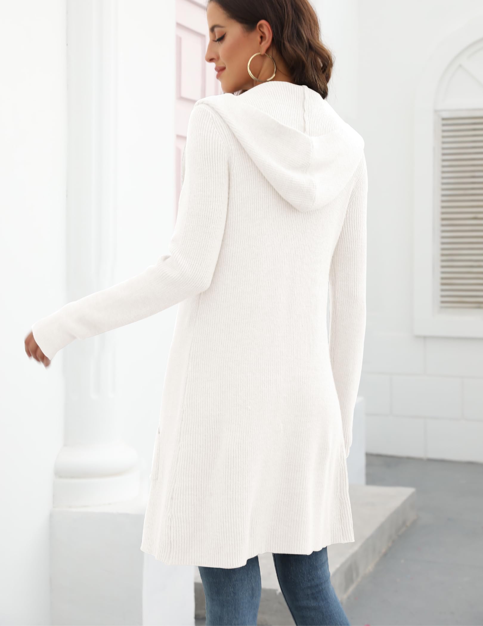 JUOIANTANG Cardigan long en tricot chaud pour femme Taille S à 3XL | Manches longues, gros, uni, automne et hiver, cardigan pour femme