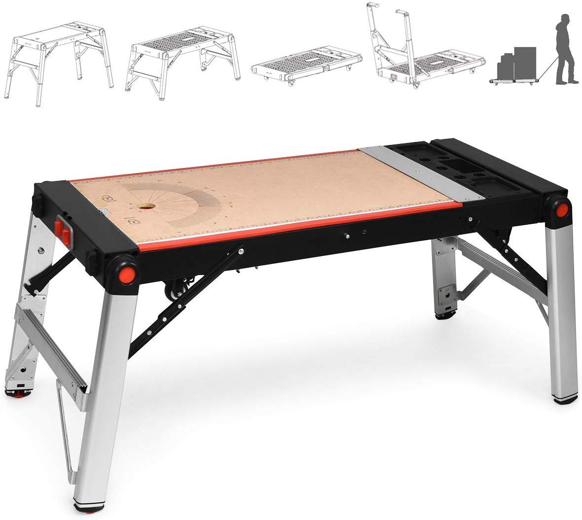 Goplus 5 in 1 Portable Workbench, Multipurpose Garage Work Bench