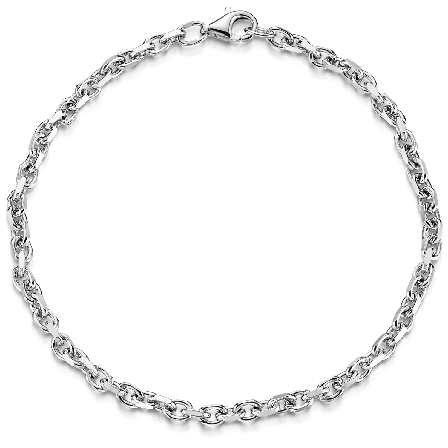 MATERIA by Matthias Wagner Pulsera para hombre de plata 925 maciza, 18-24 cm, 2,9 mm, SA-140, 18 centimeters, Plata de ley