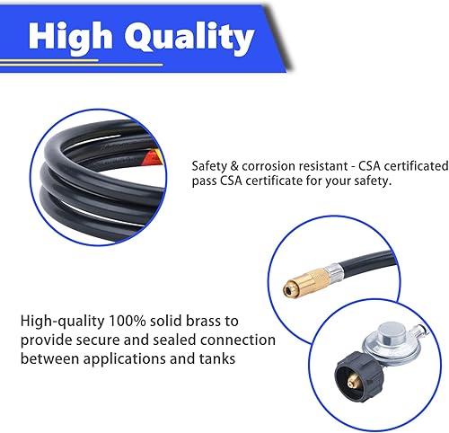 Miniatura 4 de Manguera reguladora de propano de 6 pies, adaptador de gas Blackstone para plancha de mesa Blackstone de 17 pulgadas22 pulgadas, plancha de gas BOSS