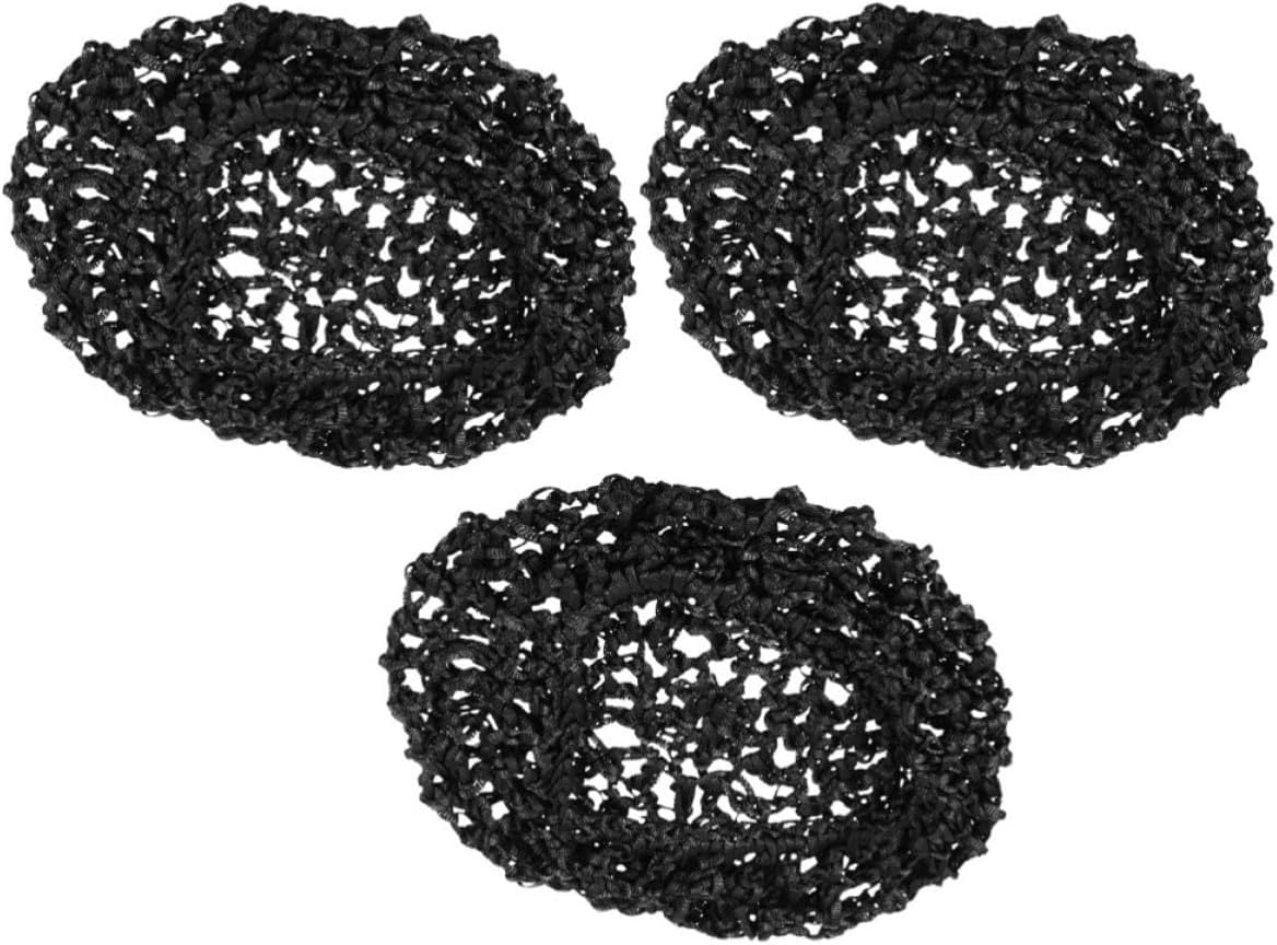 Mobestech 3pcs Black Crochet Knit Hair Nets Mesh Snood Caps for Women Long Soft Hair Cover Sleeping and Daily Use