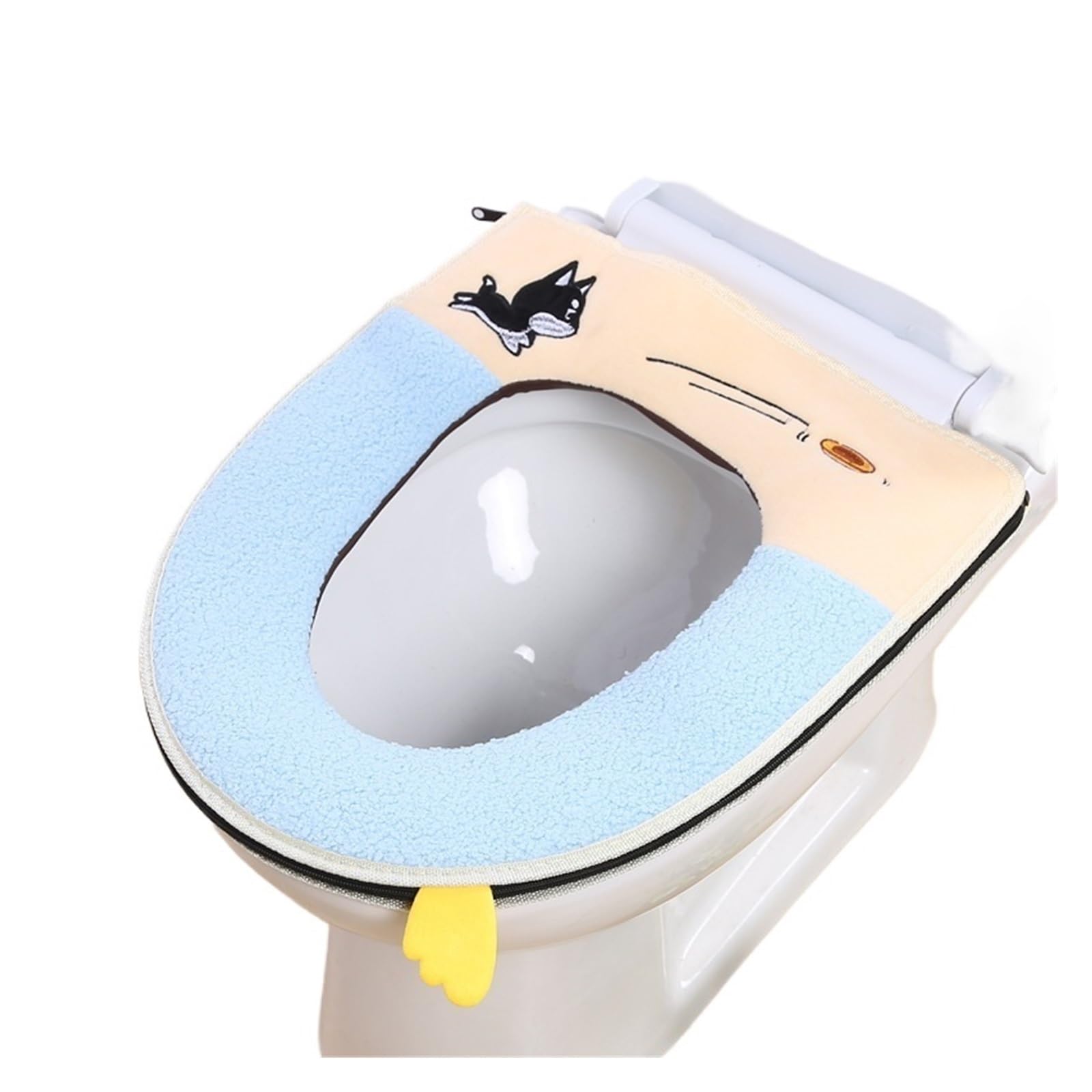MZSKLW Padded Toilet Seat Toilet Cover Plush Seat Models Waterproof Universal Model Ring Washable Zipper Bathroom Mat Decorative(Color-8)