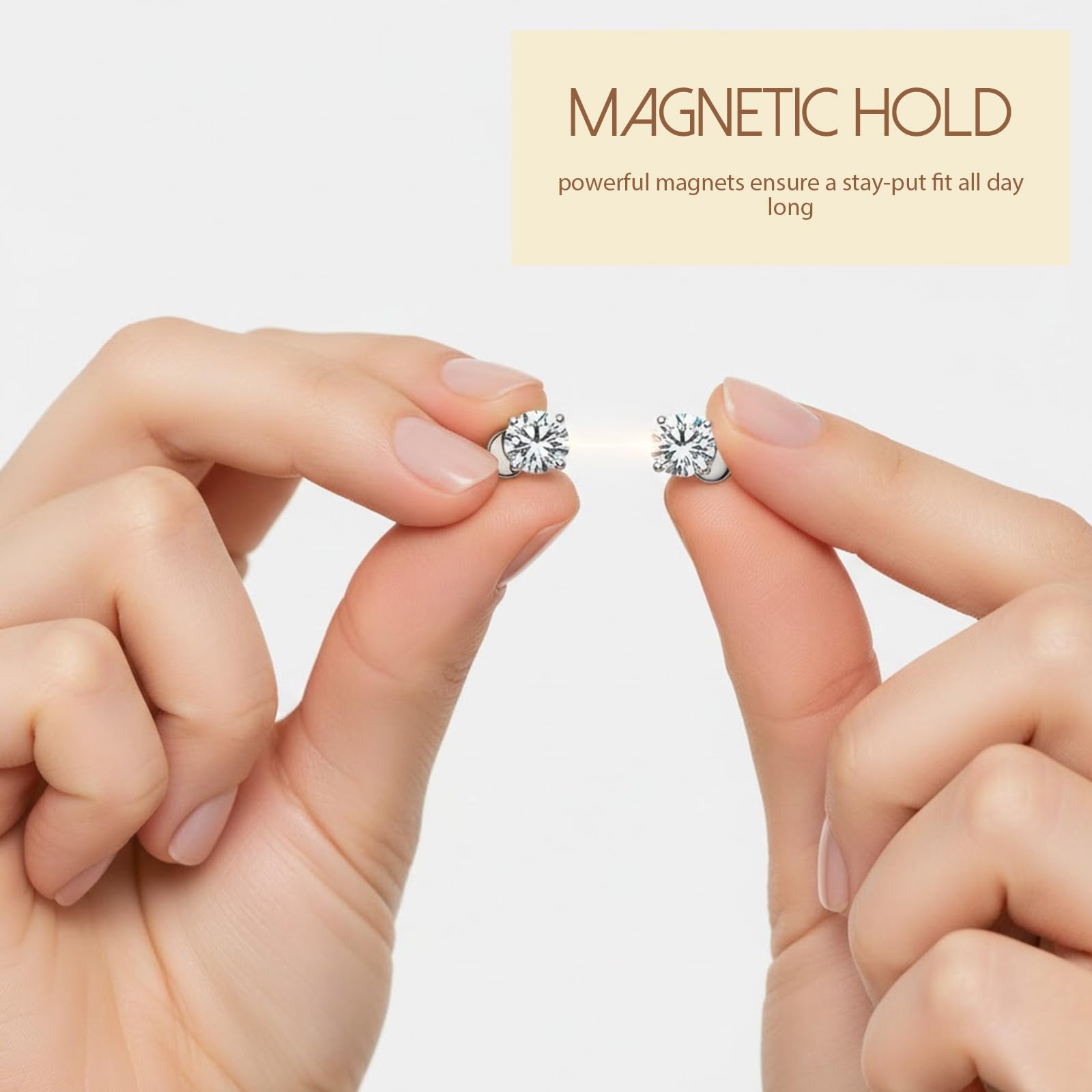 5 Paia Orecchini Magnetici Uomo e Donna, Orecchini Finti, Orecchini Diamante, Non-Piercing, Calamita Finti Orecchino Set, 4-8mm