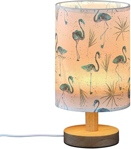 Miniatura 1 de Nightstand Lamp Modern Lamps Retro Blue Watercolor Flamingoes Lamp for Desk Bedside Table