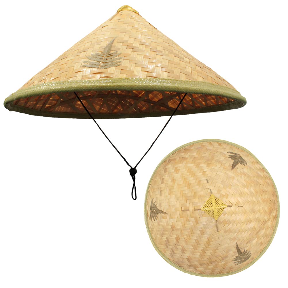 Carnavalife Sombrero de Bambú para el Sol, Sombrero Chino de Paja para Turismo Agricultura, Sombrero de Arroz para Pesca de Granjero, Talla única