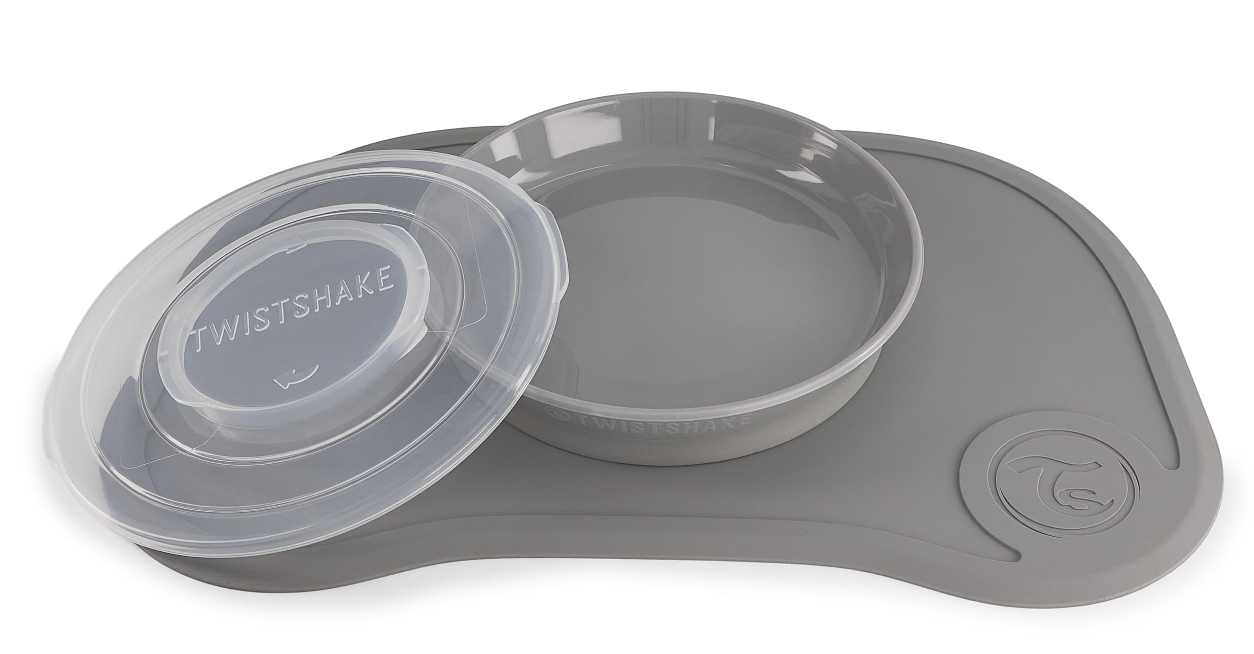Twistshake Click-Mat + Piatto per bambini 38 x 25 cm | senza BPA | da 6 mesi - Grigio