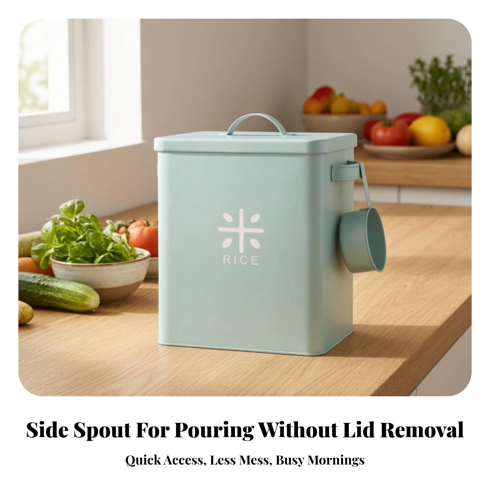 predolo Contenitore Ermetico con Mirino in Metallo Contenitore Ermetico con Coperchio Resistente All'umidità Secchio Del Riso per Appartamento, Verde