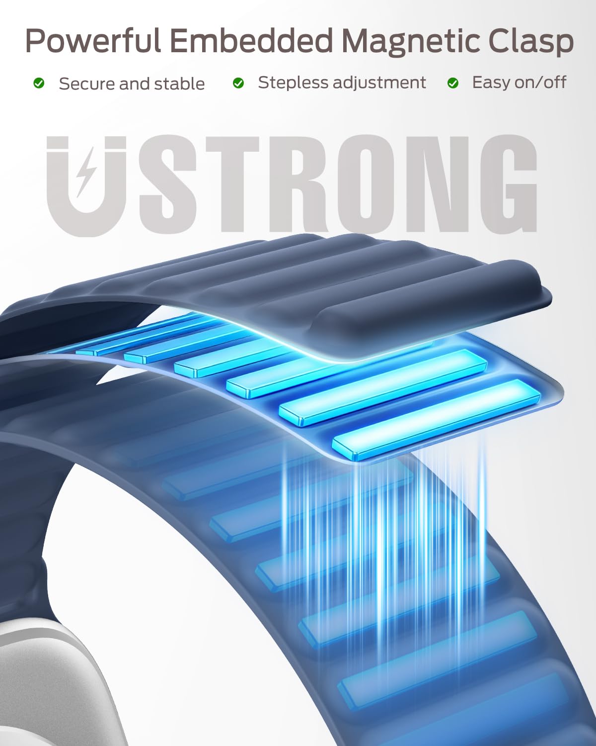 Higgs Magnetic Silicone Sport Strap Compatible with Apple Watch Straps 44mm 40mm 38mm 41mm 42mm 45mm 46mm 49mm for Men Women, Soft iWatch Wrist Band for Series 11 10 9 SE 8 7 6 5 4 Ultra 3 2 1 — view 2