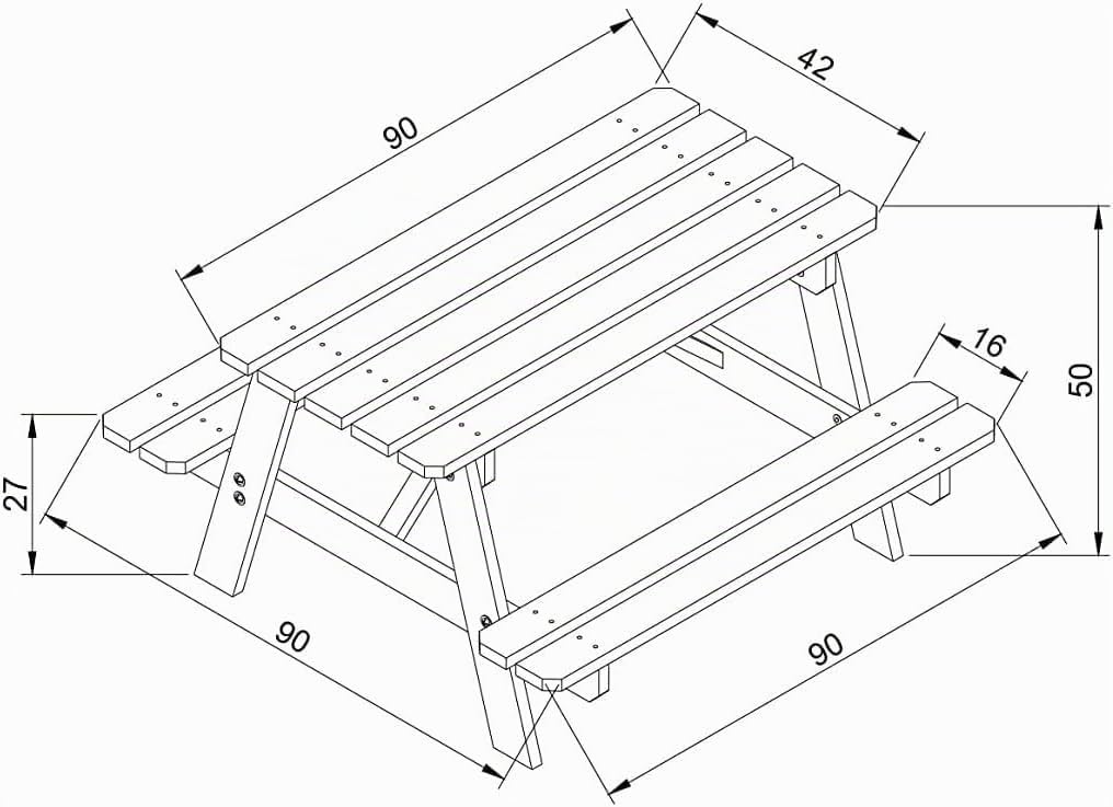 TIMBELA Mesa de Picnic Infantil - 90x90xA50 cm -para Exterior o Interior- Set Infantil de Mesa y Bancos de Madera M018-1