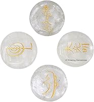 Vista 10 de Amazing Gemstone Piedras de Reiki de cristal de amatista con símbolos grabados para curación Usui Reiki, juego de 4 piezas