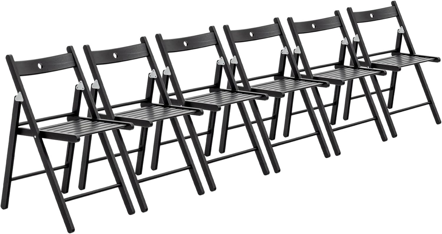 Harbour Housewares Wooden Folding Chairs Black Wood Colour Pack of