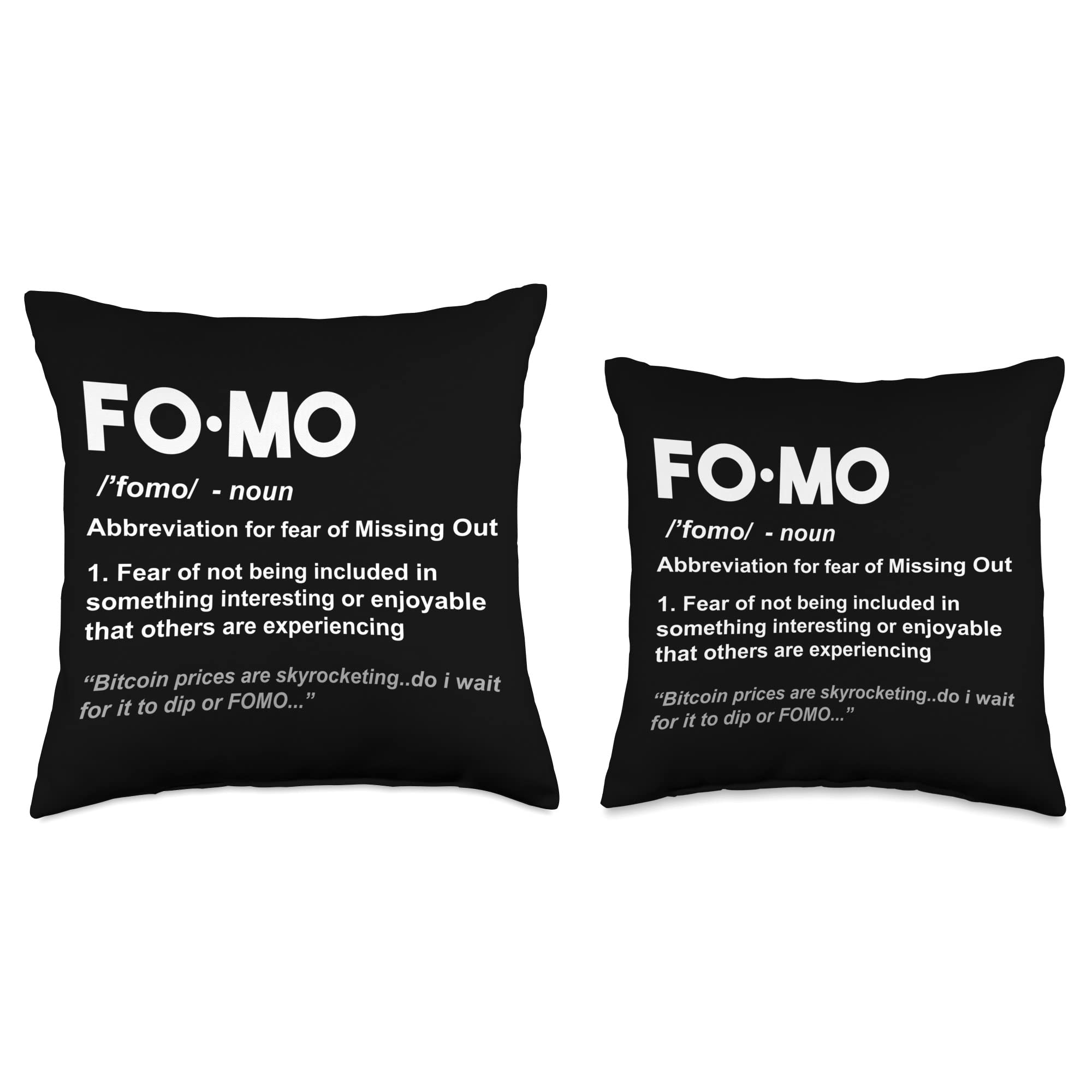 Amazon.com: FOMO Bitcoin Crypto Coin Cryptocurrency Lover Throw Pillow :  Home & Kitchen
