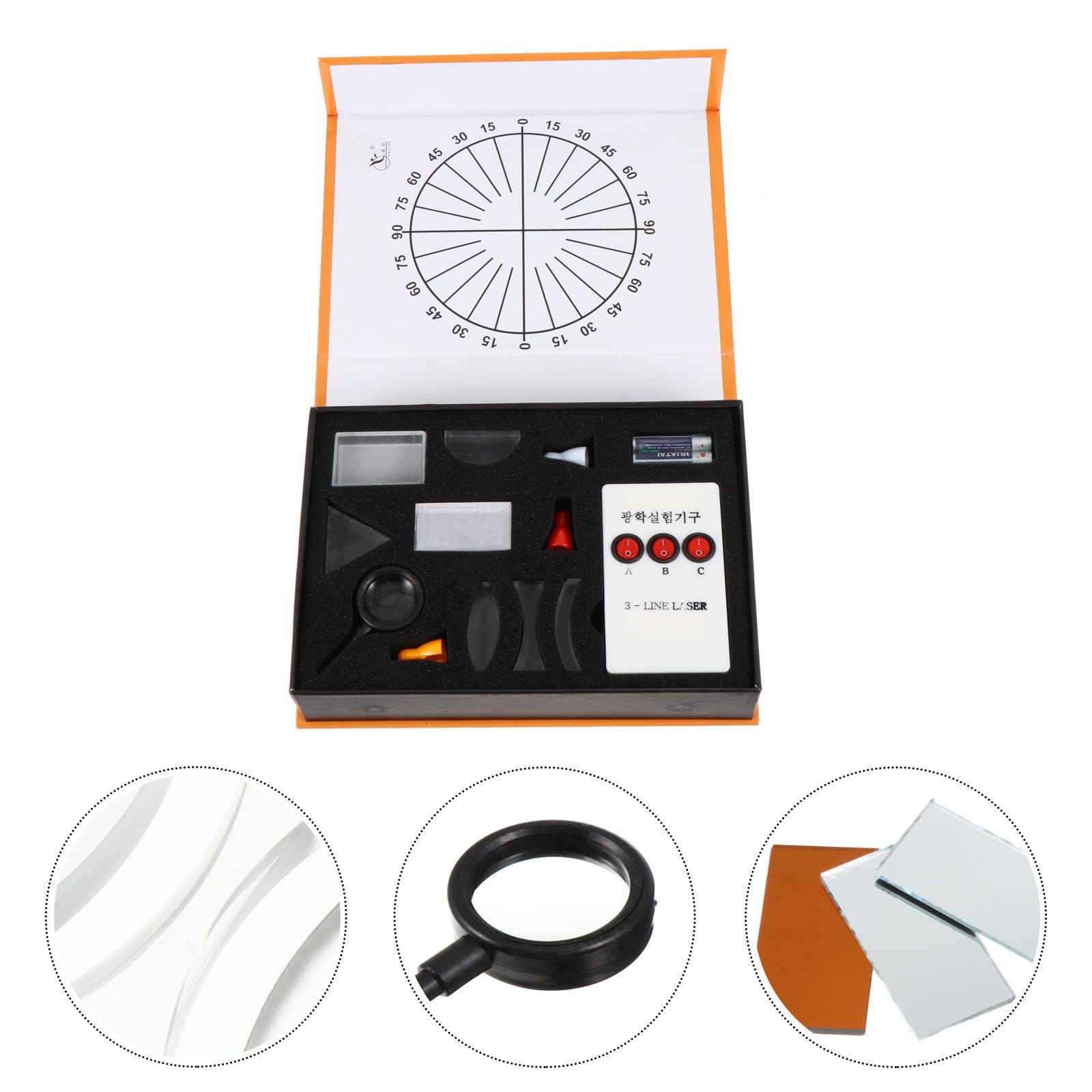 17 Pièces Kit de Laboratoire Optique en Plastique et Verre | Expériences de Physique Optique, pour Garçon et Filles, Lentilles Concaves et Convexes, Miroir Convexe Couleur Aléatoire