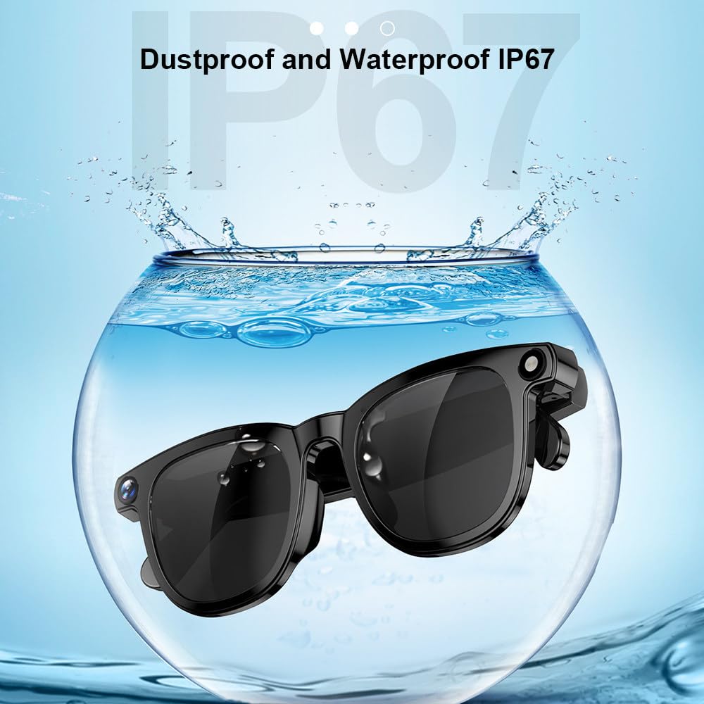 Occhiali Intelligenti Multifunzionali,Immagini 1080p,Dialogo Ai,Connessione Bluetooth/Wi-Fi,Riconoscimento Fotografico,Riduzione del Rumore,Traduzione,Controllo Touch,per Uso Quotidiano B