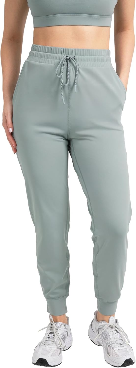 YITTY Active Women's Ultraluxe High-Waist Jogger Pant, Athleisure, Draw-String, Breathable, Pockets, Sage Grey, 2X, Regular