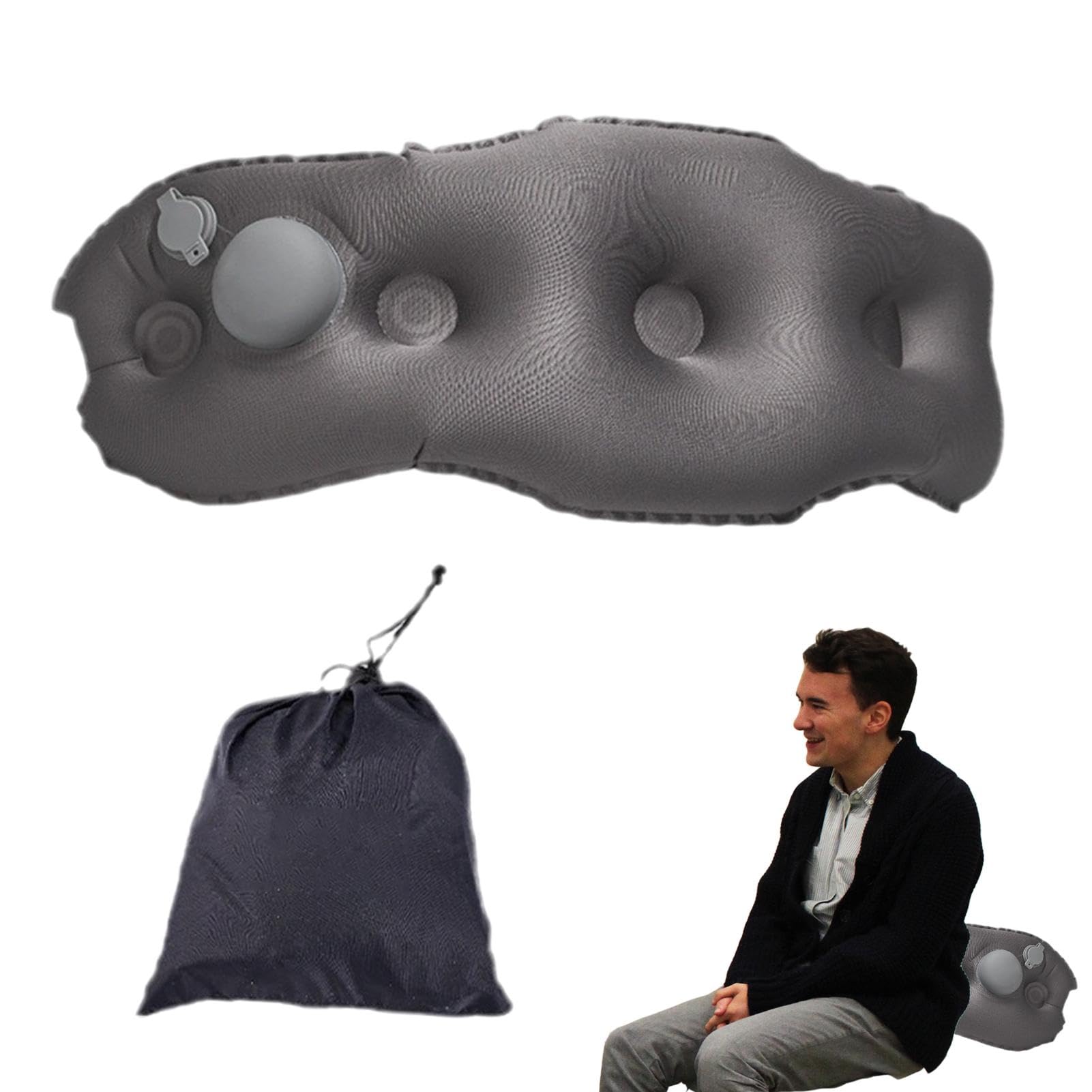 Coussin de soutien lombaire pour chaise de bureau ergonomique noir