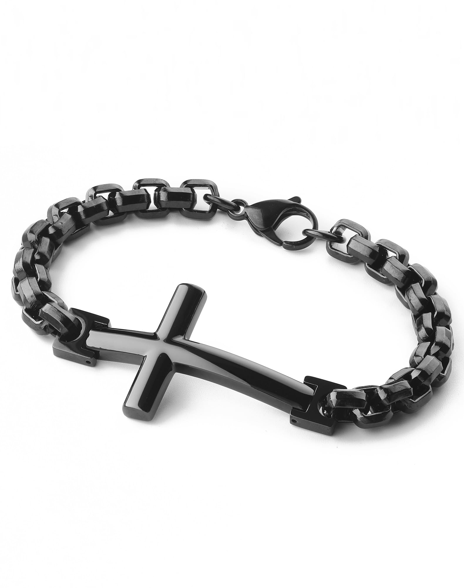 Pulsera de cruz de acero inoxidable para hombre, chapado en oro de 18 quilates, 316L cristiana, joyería religiosa para mujer, Acero inoxidable, Cruz de acero inoxidable
