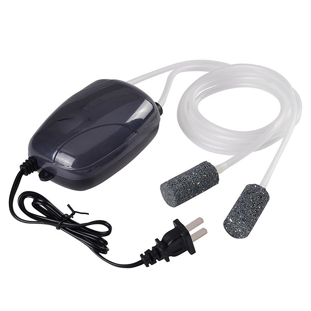 Slient 2 Air Bubble Disk Stone Aerator Aquarium Fish Tank Pond Pump Hydroponic Oxygen with 2M Silicone Tube