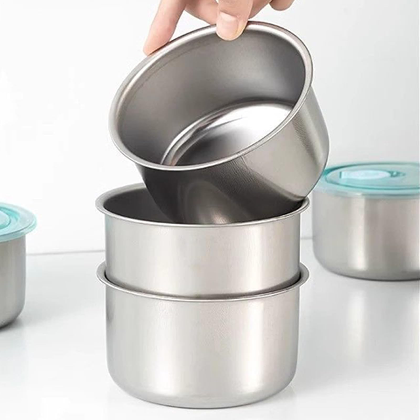 Contenitori per snack in acciaio inox con coperchio, a prova di perdite, organizer per frutta, per escursionisti, scuola, famiglie, cuochi, genitori, ufficio, camper, ristorante, dispensa, picnic