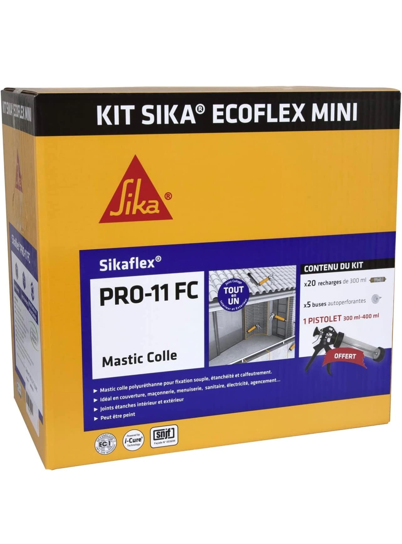 SIKA Kit Ecolflex Pro-11FC - 35 poche 300ml + 1 pistolet Gris béton - 35 poche 300ml + 1 pistolet - Etanchéité à l'air