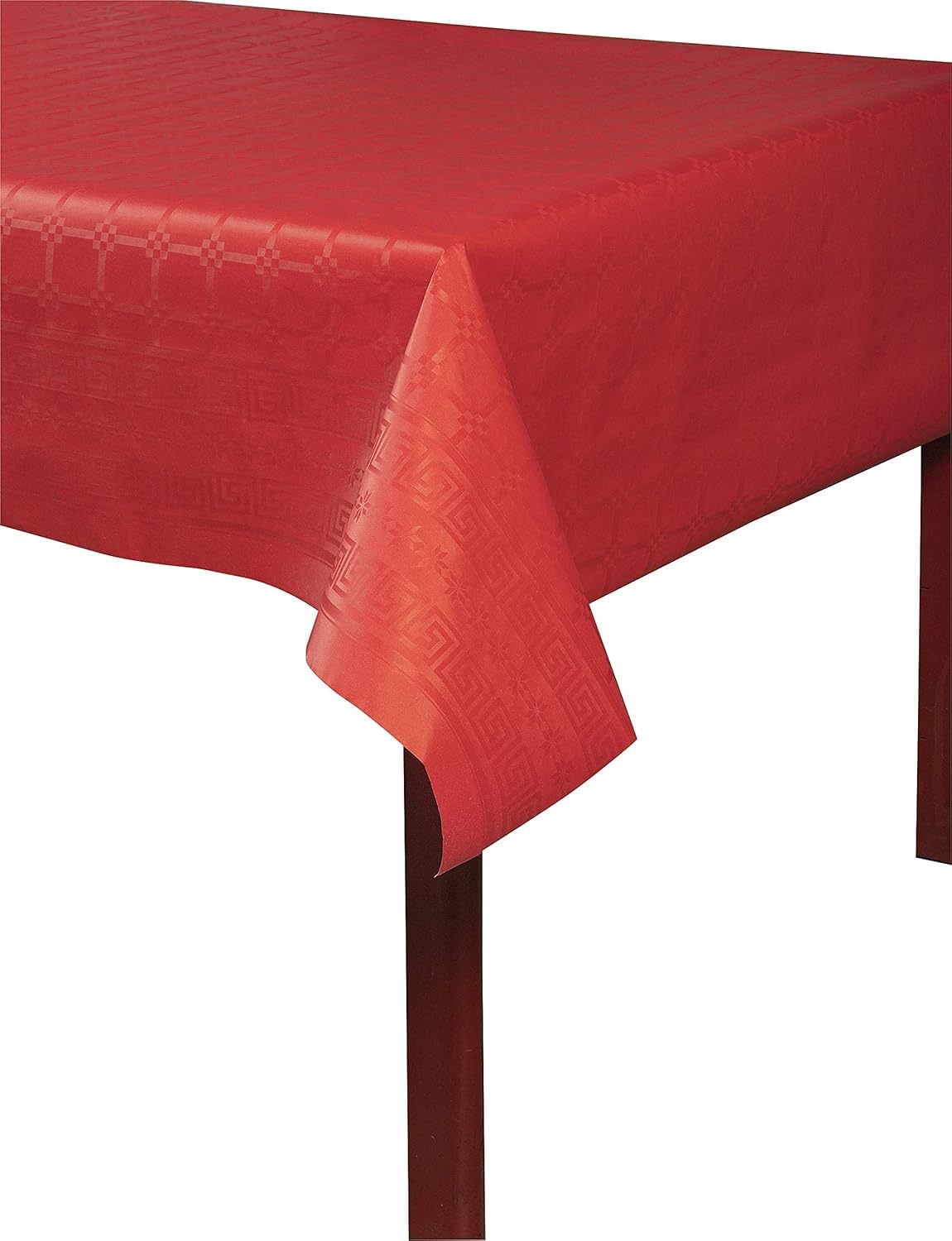 Mantel de papel rojo desechable | Kit Pro de 2 rollos de 25 m = 50 m (166 cubiertos) | Ancho 1,18 m | Papel Damasco Detergente | Efectos luminosos | Mantel rojo elegante grandes mesas