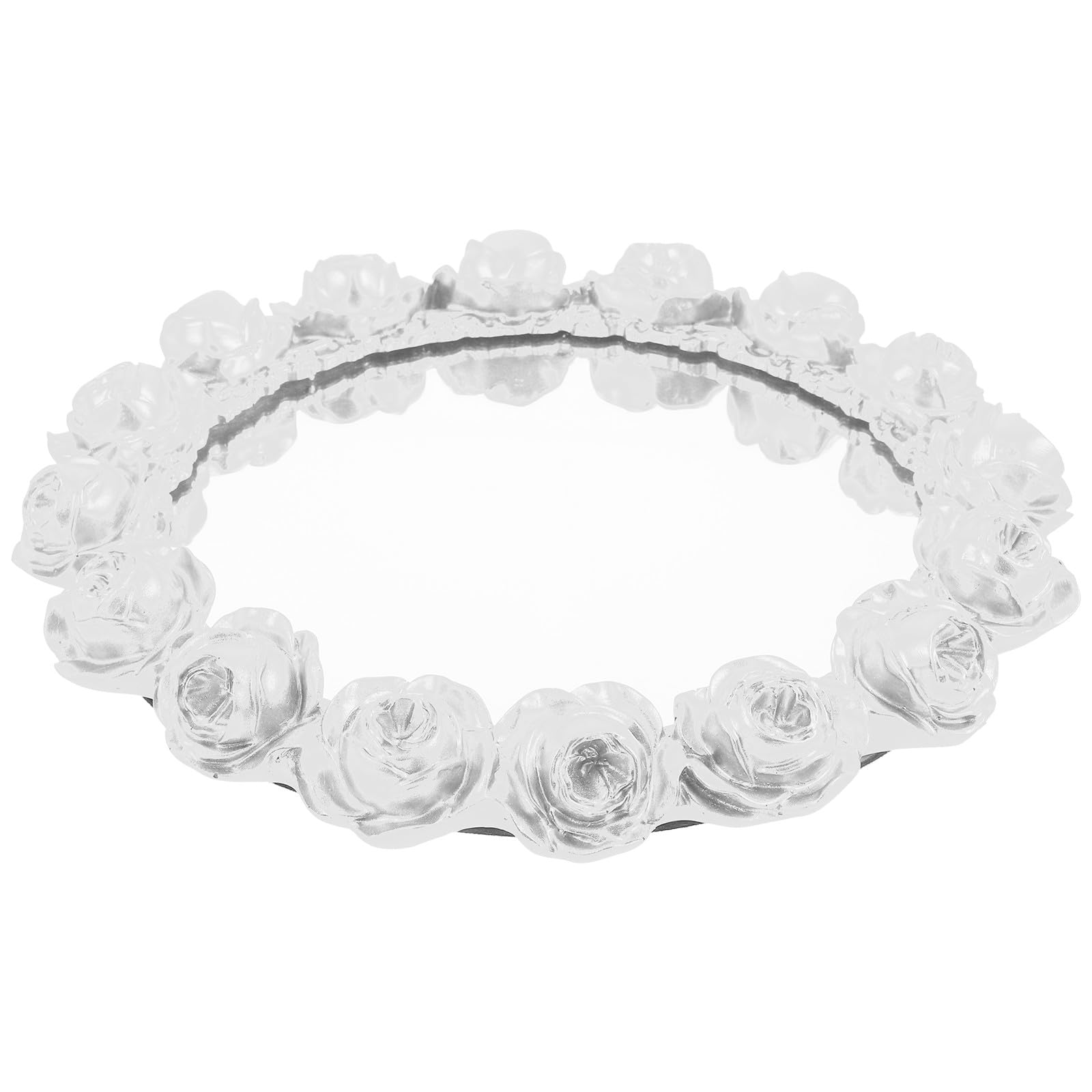 GALPADA Bandeja de Resina Color Marfil con Diseño de Rosa Europea, Multifuncional para Almacenamiento y Exhibición de Joyas en Bodas y Tocadores