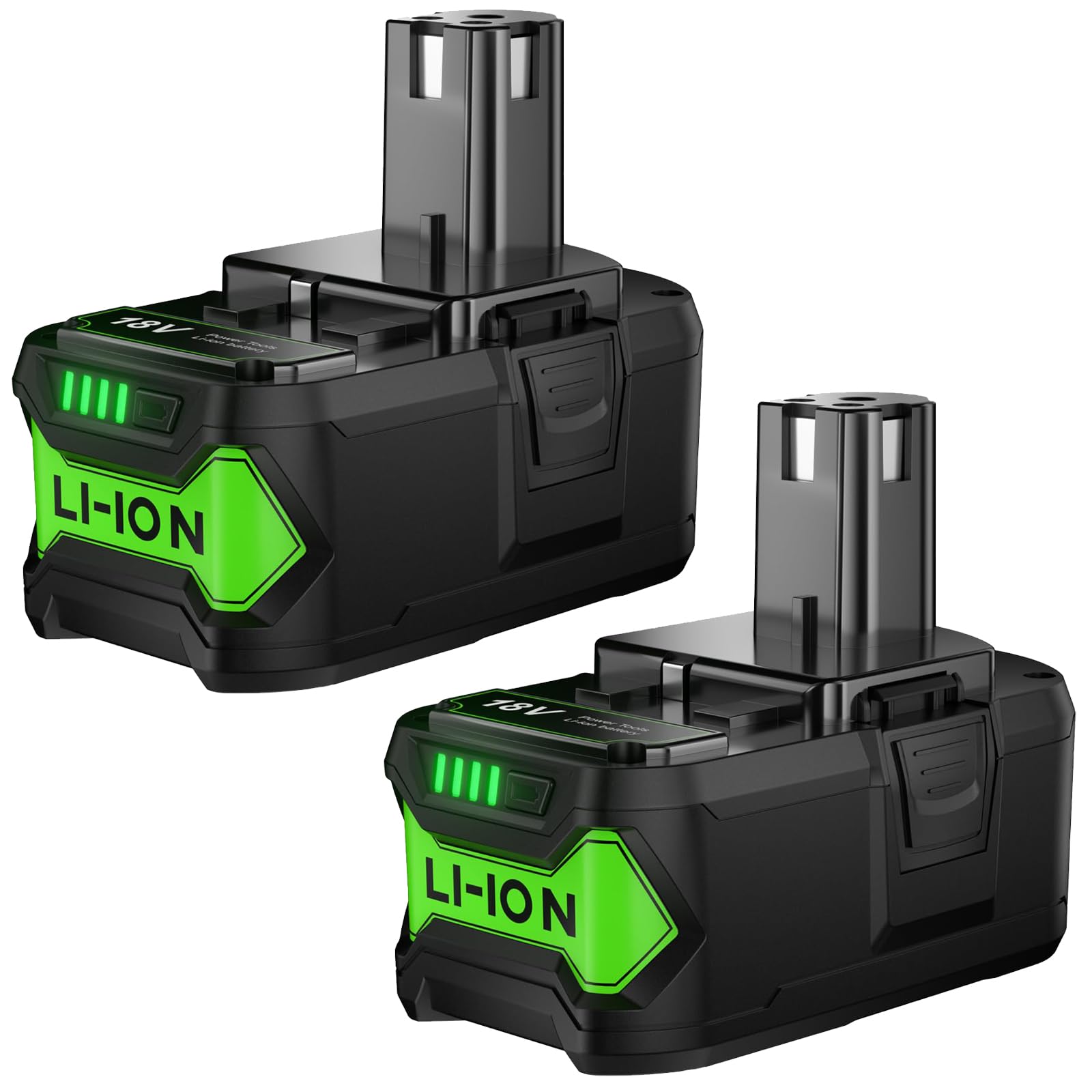 2X 18V 8.0Ah Replacement Battery for Ryobi 18V Battery Compatible with Ryobi RB18L50 RB18L25 RB18L40 RB18L15 RB18L13 P102 P103 P104 P105 P106 P107 P108with LED Indicator