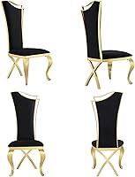 Vista 1 de ACEDÉCOR Juego de 4 sillas de comedor de terciopelo, sillas de cocina tapizadas de lujo negras con respaldo alto aerodinámico, modernas y hermosas