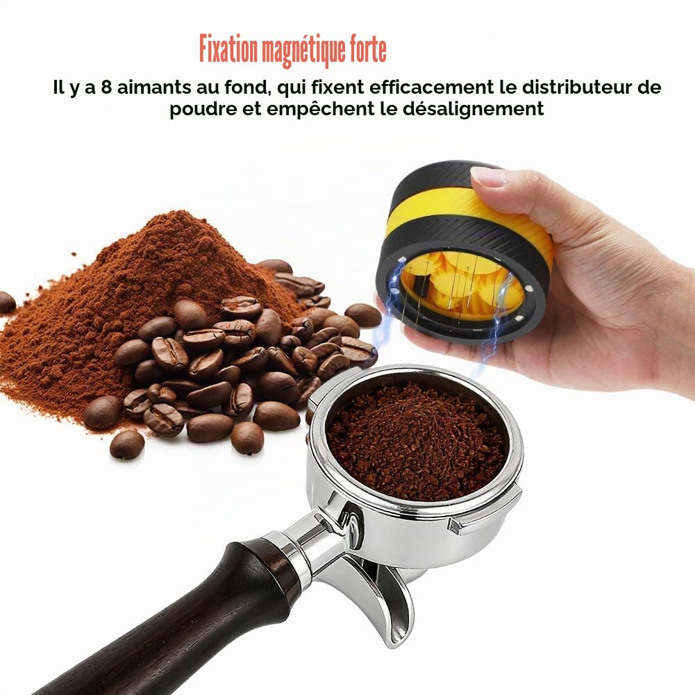 Outil WDT pour Espresso Compatible avec Porte-Filtre 58 mm Distributeur à Café à Engrenage Planétaire Accessoire Indispensable pour Machine à Espresso Idéal pour Baristas