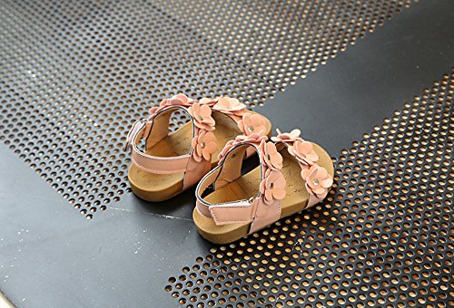 White Sandals for Girls Toddler Baby Girl Sandals Floral Sole Kids Children Princess Sandals Beach Shoes (Pink, 28)3