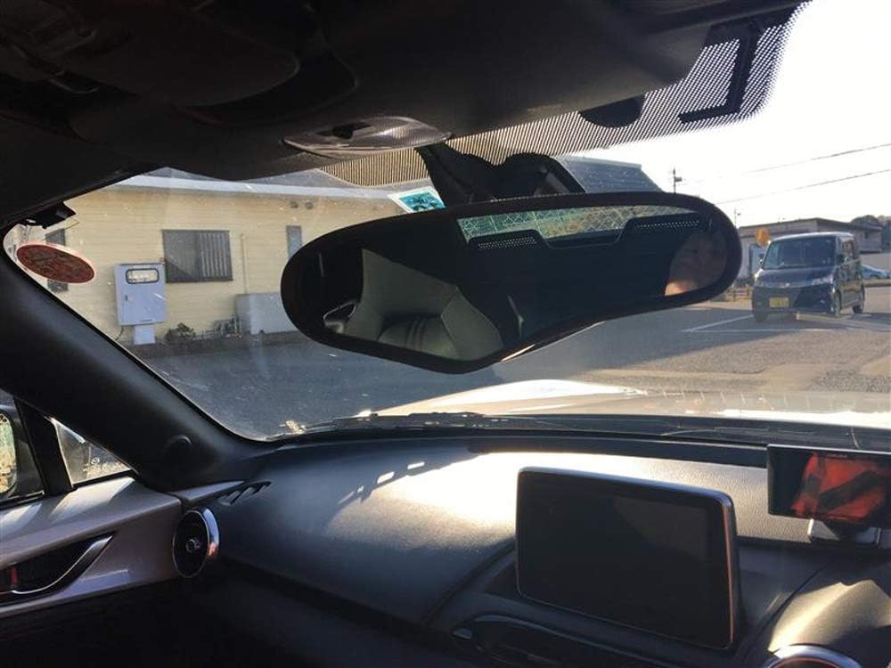 iJDMTOY Universal Fit Gloss Black Twill-Weave Carbon Fiber Pattern Exterior Finish Zoom Style Interior Rearview Mirrors w/Blue Tinted Glass (Brackets Included)