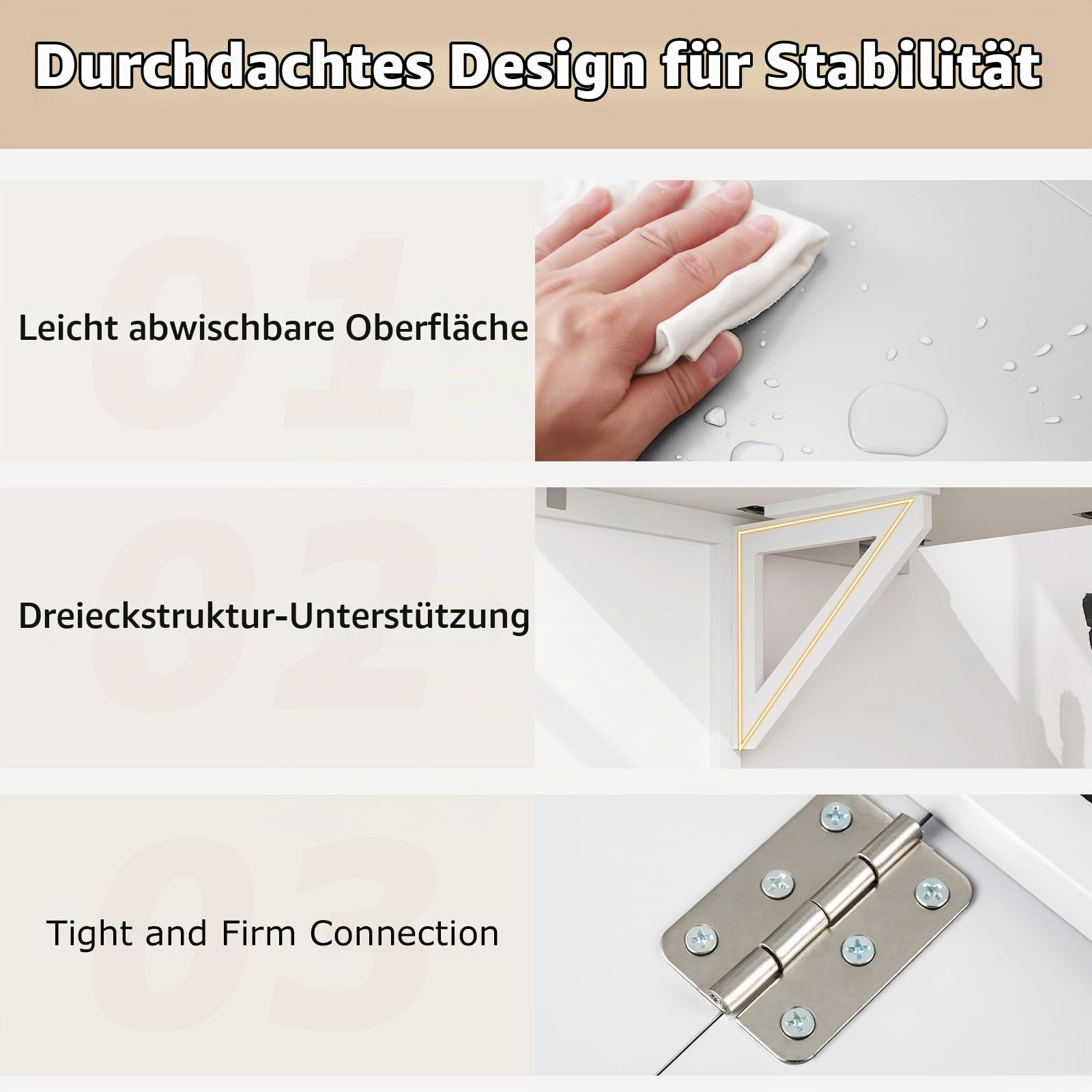 FANTASK Wandklapptisch, schwebender Schreibtisch, klappbarer Wandtisch, platzsparender Küchentisch für Küche Esszimmer Arbeitszimmer (Weiß)