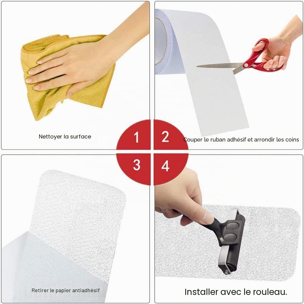 15 Pièces 15 x 80cm Marche pour Escalier Antidérapant Transparent, Bande Anti-dérapant pour Escalier, Autocollant Adhésifs de Protection pour Tapis d’escalier Intérieur