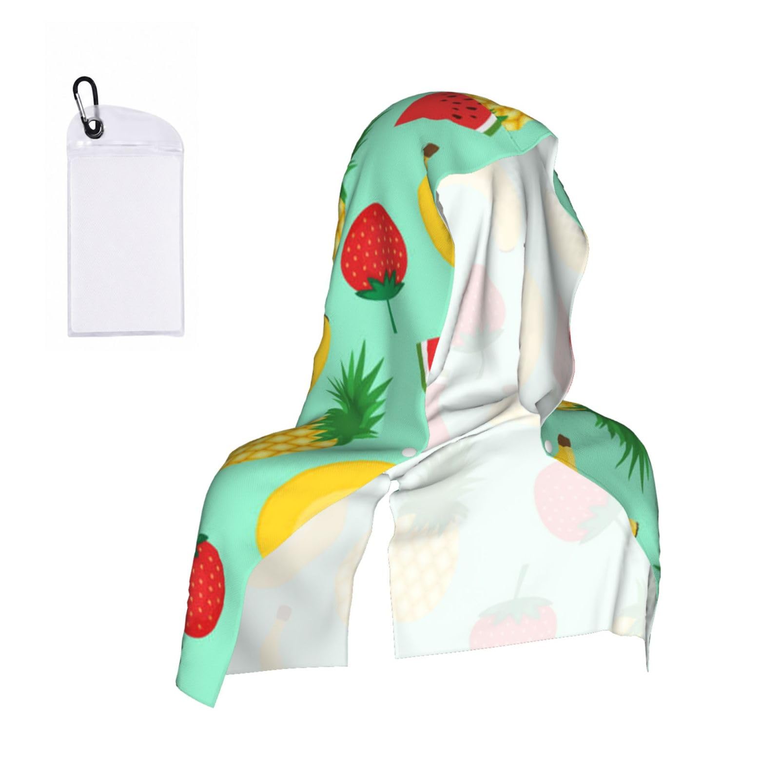 EZDLOWVBA Banana Strawberry Pineapple Print 2 Pack Cooling Hoodie Towels,Sports Headscarf, Neck Wrap Scarf,Breathable Cooling Towel For Neck And Face, Travel, Swimming, Training