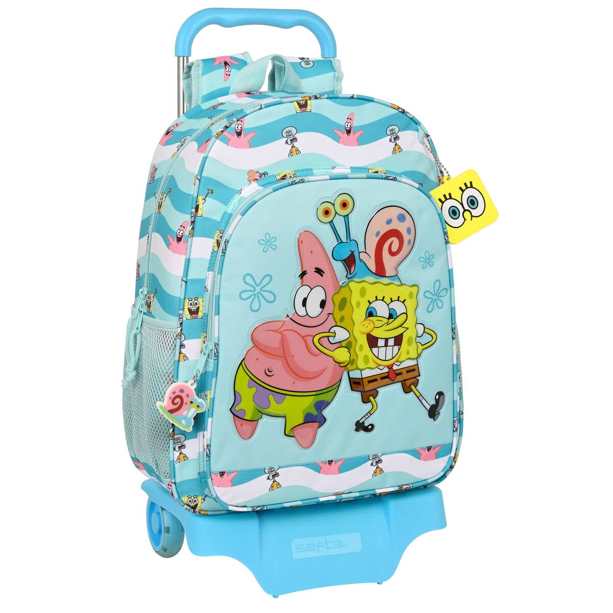 Safta- Sac à Dos avec Chariot Bob l'éponge Stay Positive 33 x 42 x 14 cm, 612291313, Multicolor