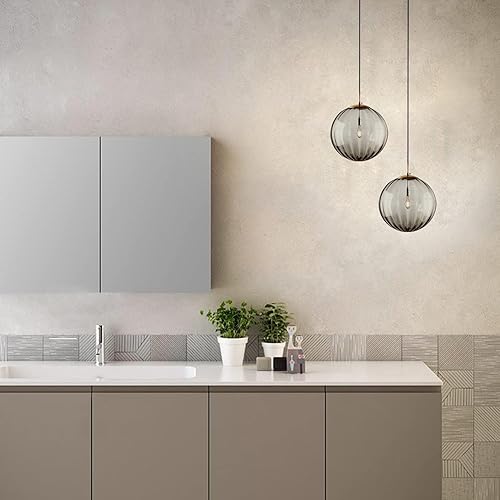 Miniatura 9 de KCO Lighting - Lámpara colgante moderna de globo grande, lámpara colgante de cristal gris humo de mediados de siglo, luces colgantes vintage,