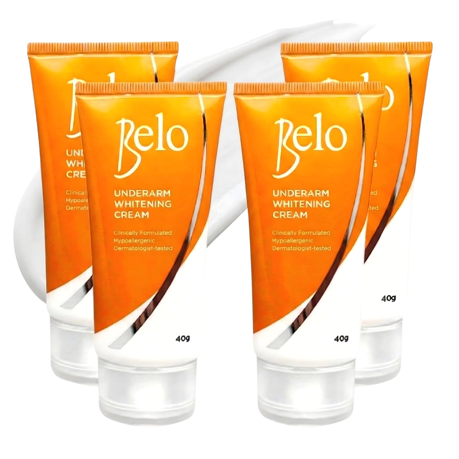 Belo Essentials Underarm Cream 40g – Gentle Daily Care for Smoother, More Even-Looking Underarms – Non-Sticky, Fast-Absorbing Formula for All Skin Types – Easy to Use, Travel-Friendly Tube x 4 Tubes