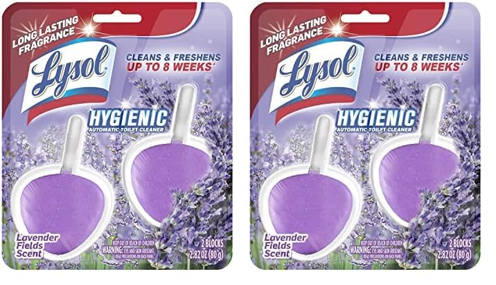 Lysol Automatic In-The-Bowl Toilet Cleaner, Cleans and Freshens Toilet Bowl, Lavender Fields Scent, 2ct (Pack of 2)