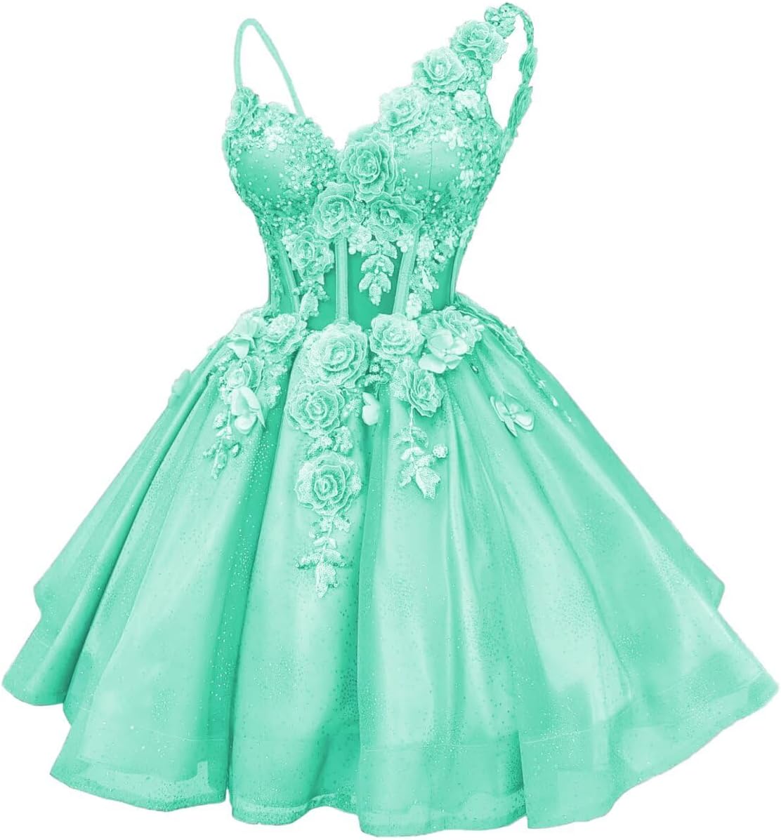 3D Floral Short Homecoming Dress for Teens Tulle DAMA Dresses for Quinceanera Lace Appliques Beaded Prom Party Gown