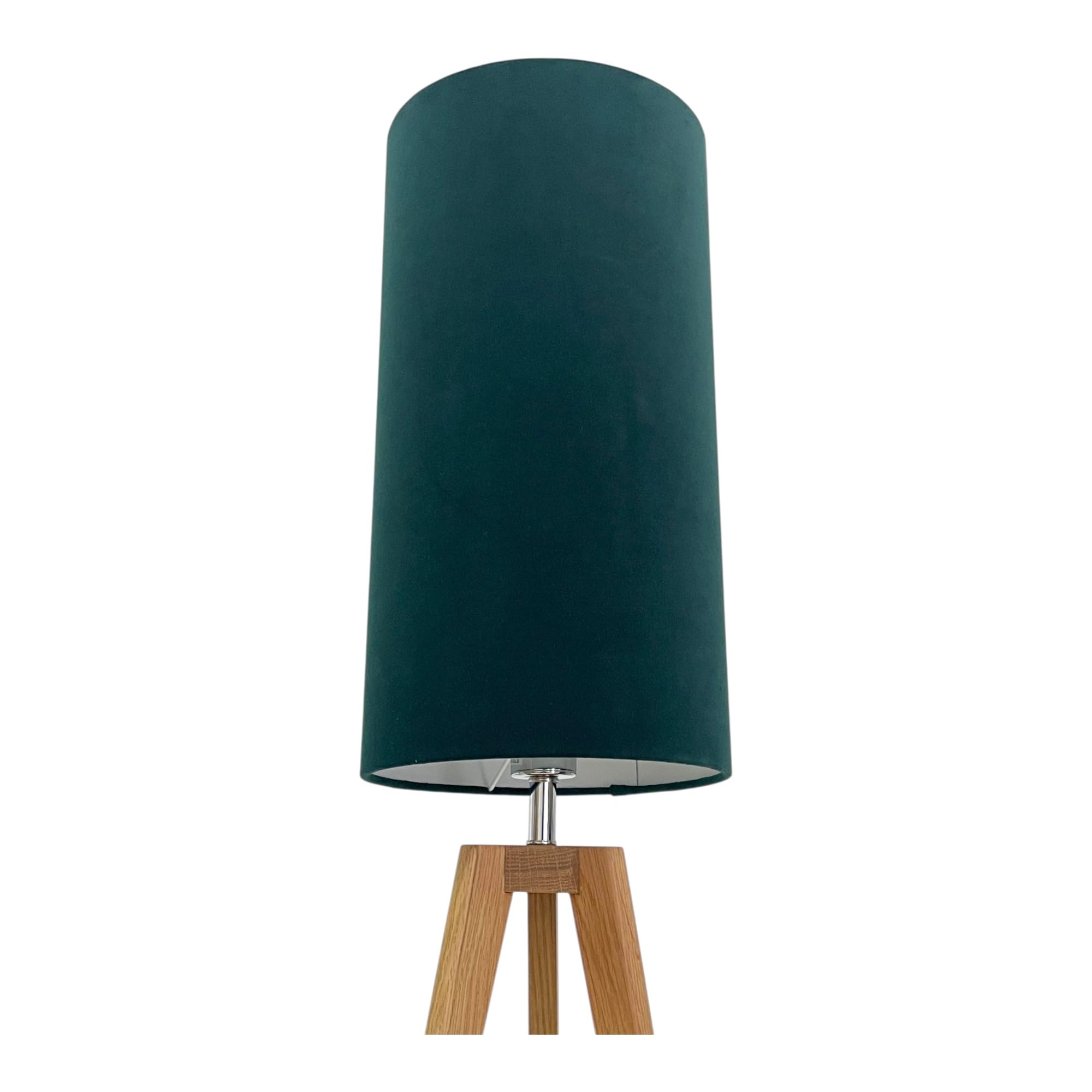 Dark Green Velvet Extra Tall Cylindrical Cylinder Drum Lampshade