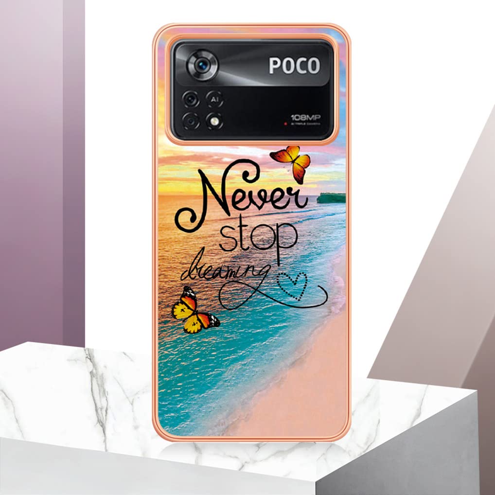 SEAHAI Custodia Per Xiaomi Poco M4 Pro 4G - Cover Ultra Sottile In Silicone TPU Con Motivo Glitter Marmo Blu, Antiurto, Morbida - 2