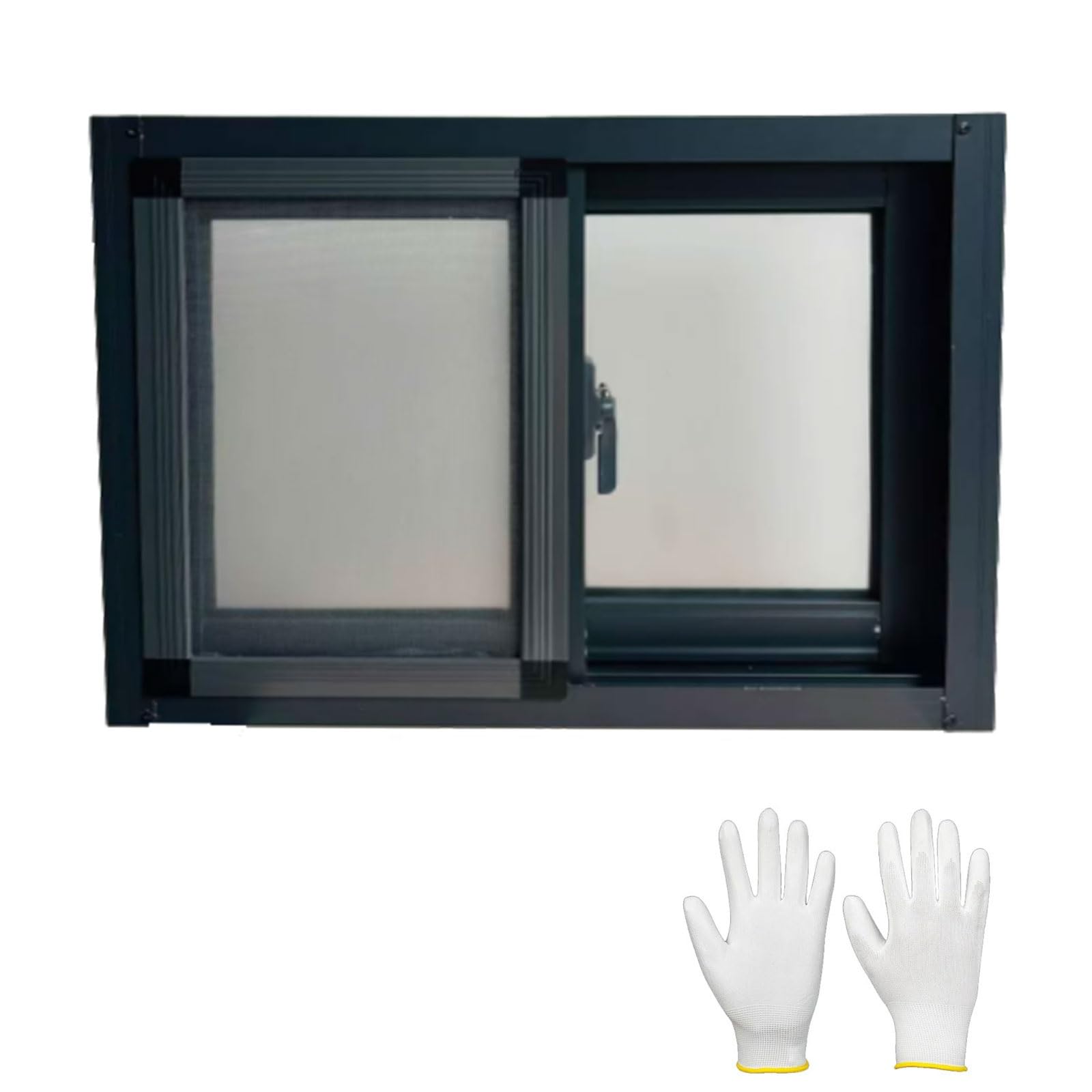Replacement Basement Window 20" 22" 24" 26" 28" 30" 32" 34" 36" 38" 40" Shed Window with Screen, Aluminum Home Windows, Horizontal Sliding Windows for Chicken Coop Bathroom(Black,34x21)