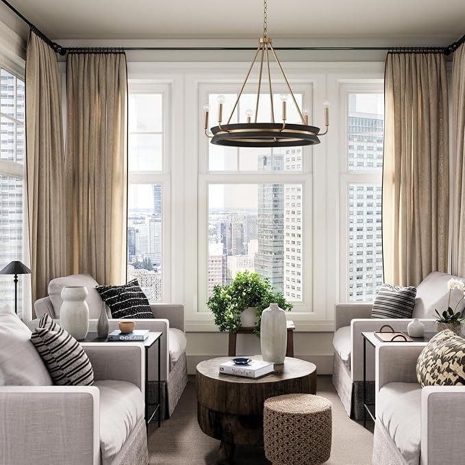 Miniatura 3 de Capital Lighting 447361WS Finn - Candelabro redondo de madera de mango hecho a mano, 6 luces, 360 vatios totales, 27 pulgadas de alto x 31 pulgadas