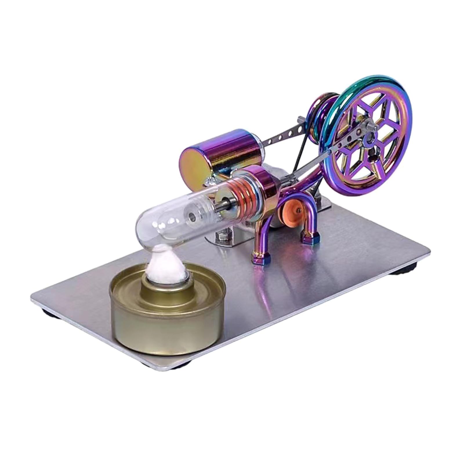 Temperatur Stirlingmotor, zusammengebauter Stromgenerator, Wärmeexperiment, Generatormodell mit Schwungrad Designs, Flugzeugmodell, Stirlingmotor, Lernspielzeug, Dampf Wärme Erziehung