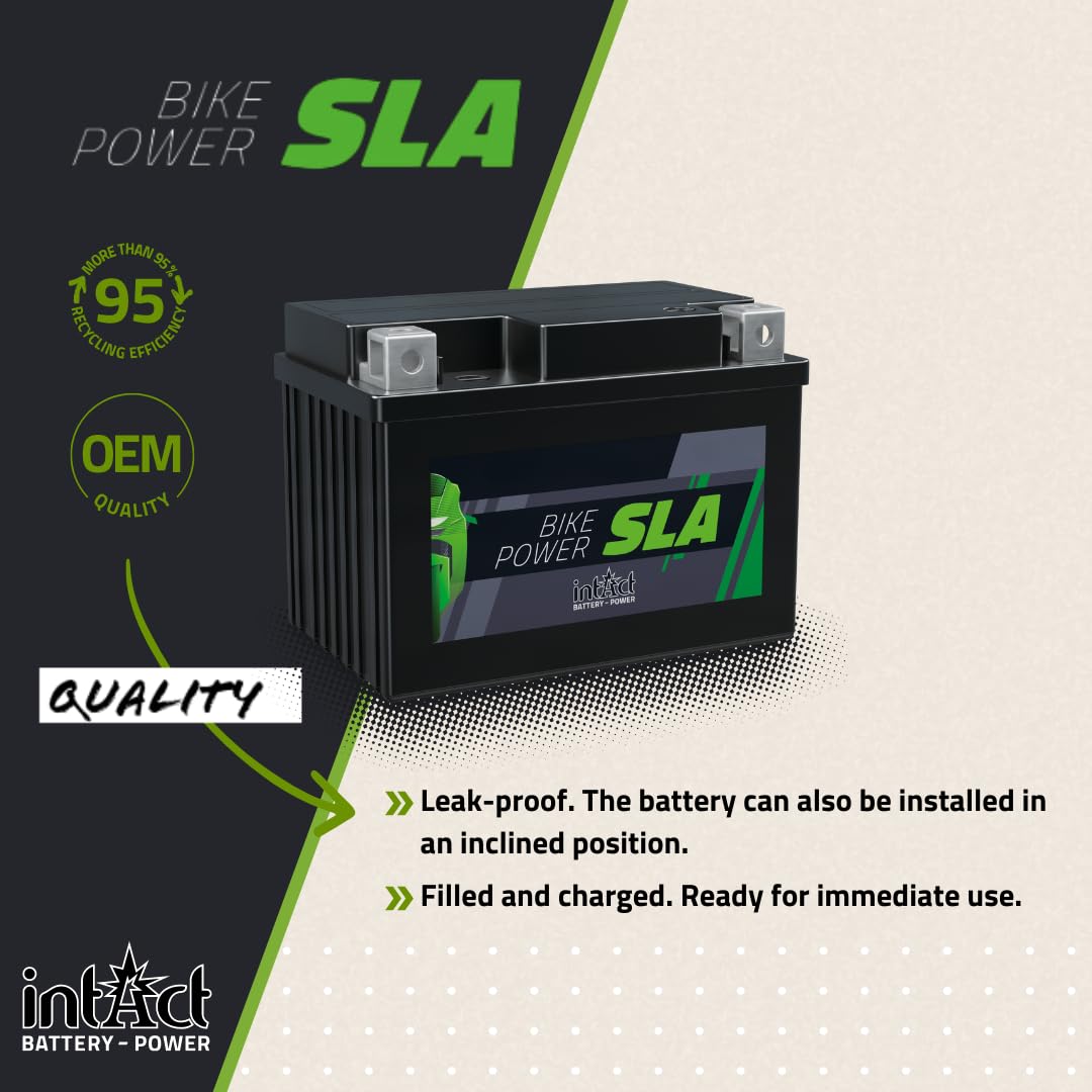 intAct - Bike-Power SLA12-22, 52113, Batería de moto 12V 22Ah 230A (EN), batería AGM para scooter, moto, quad, tractor de césped y muchos más, batería sin mantenimiento y a prueba de fugas